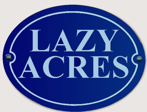House Name Oval Blue enamel plate with White letters 300mm wide x 200mm high. &nbsp; POA